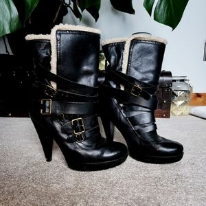 Black strapped Aldo boots